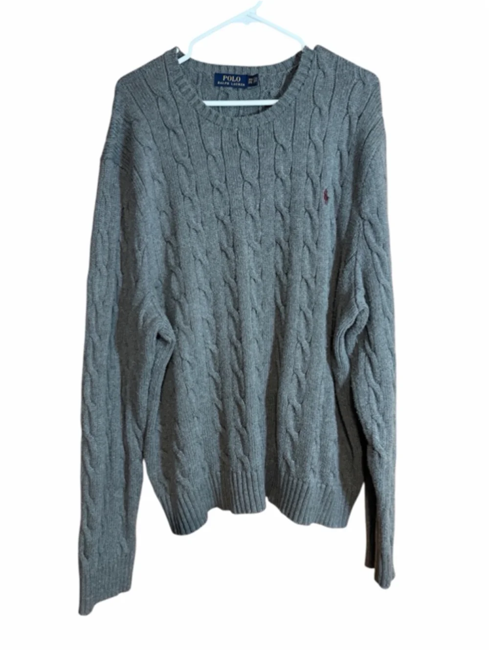 Polo Ralph Lauren mens Cable-Knit Cotton Sweater gray XXL